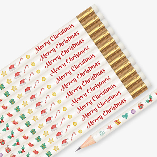 12 Merry Christmas Pencils