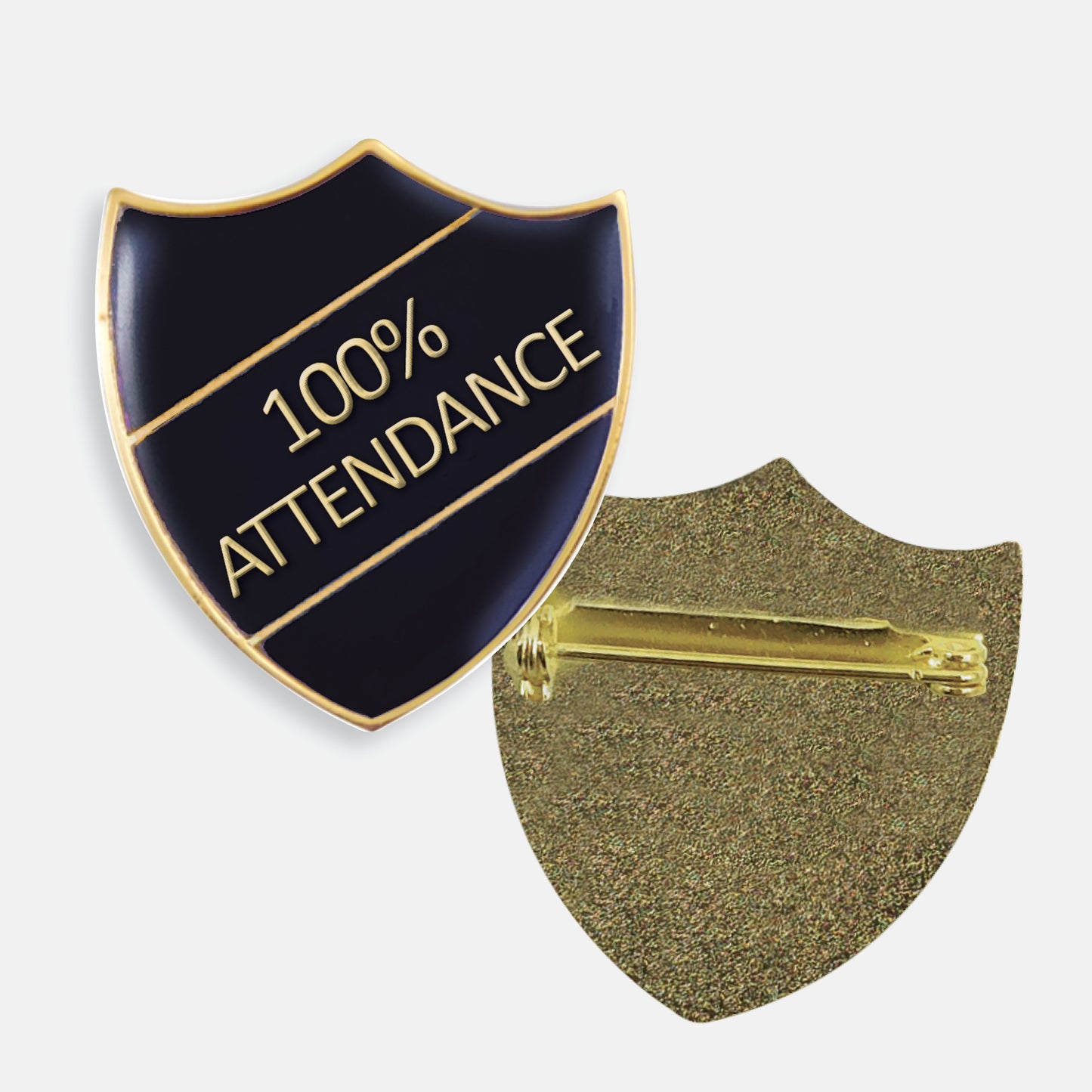 Enamel 100% Attendance Shield Badge - 30 x 26mm