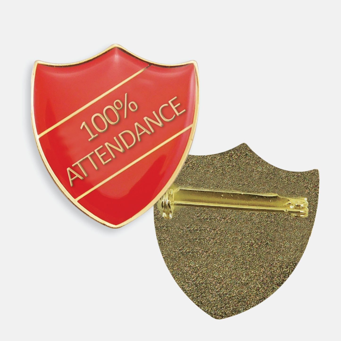 Enamel 100% Attendance Shield Badge - 30 x 26mm
