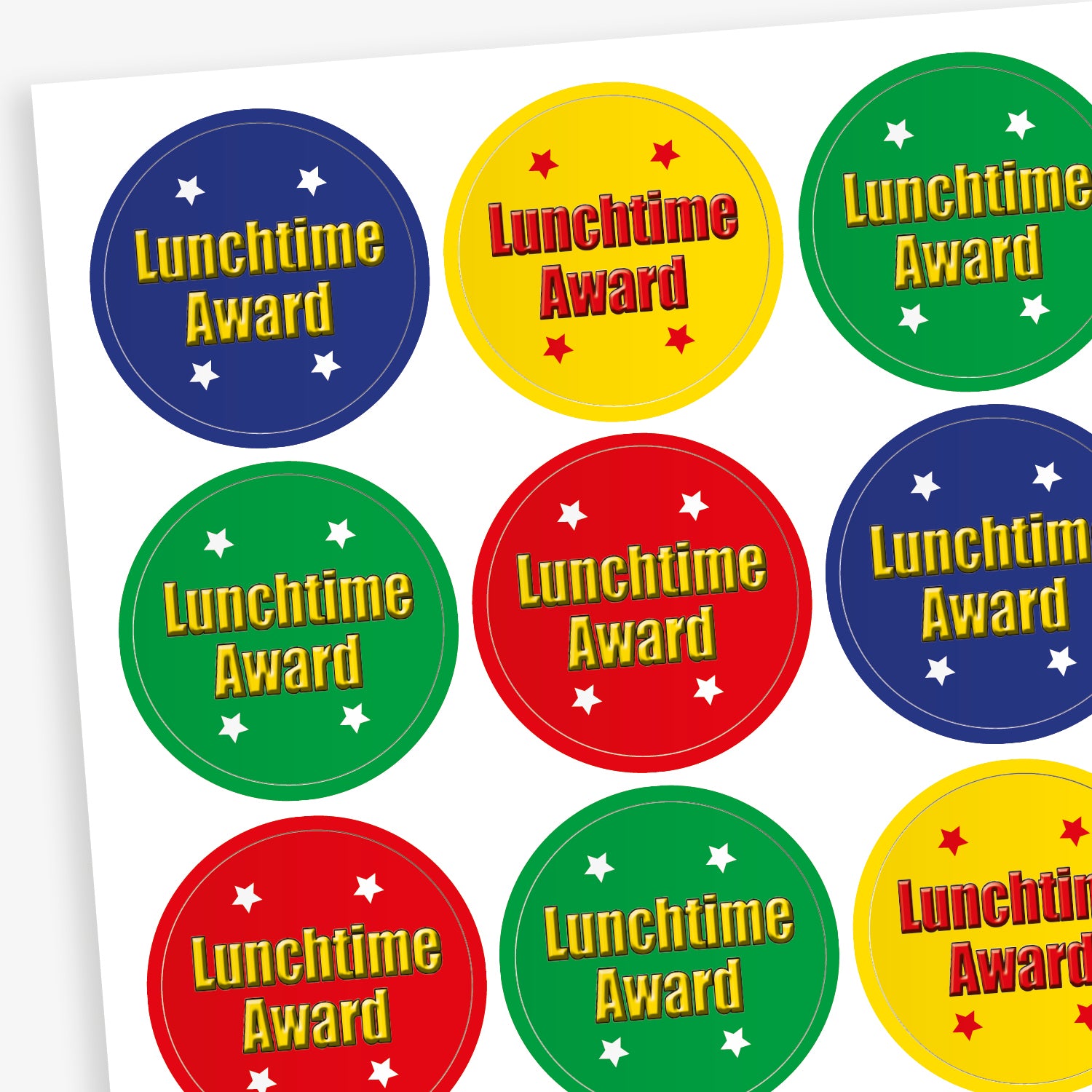 Lunchtime Award Stickers | 25mm | Choose Your Pack Size