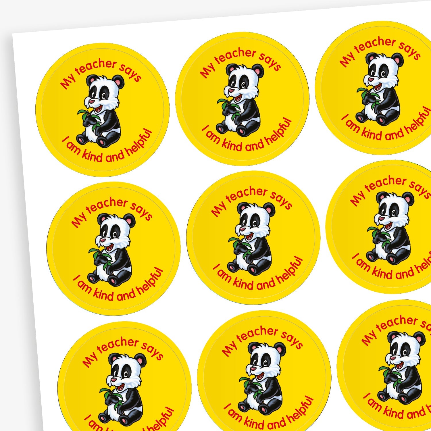 Kind & Helpful Panda Stickers | 70 Stickers | 25mm