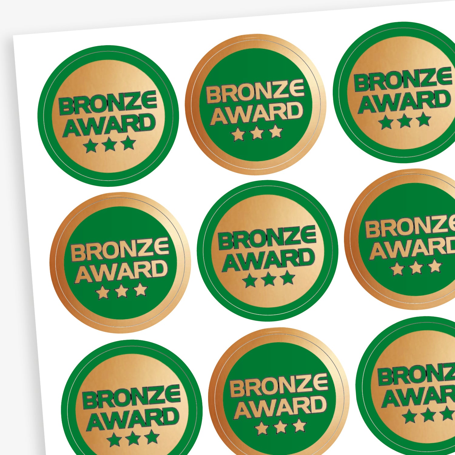 Metallic Bronze Award Stickers | 35 Stickers | 37mm