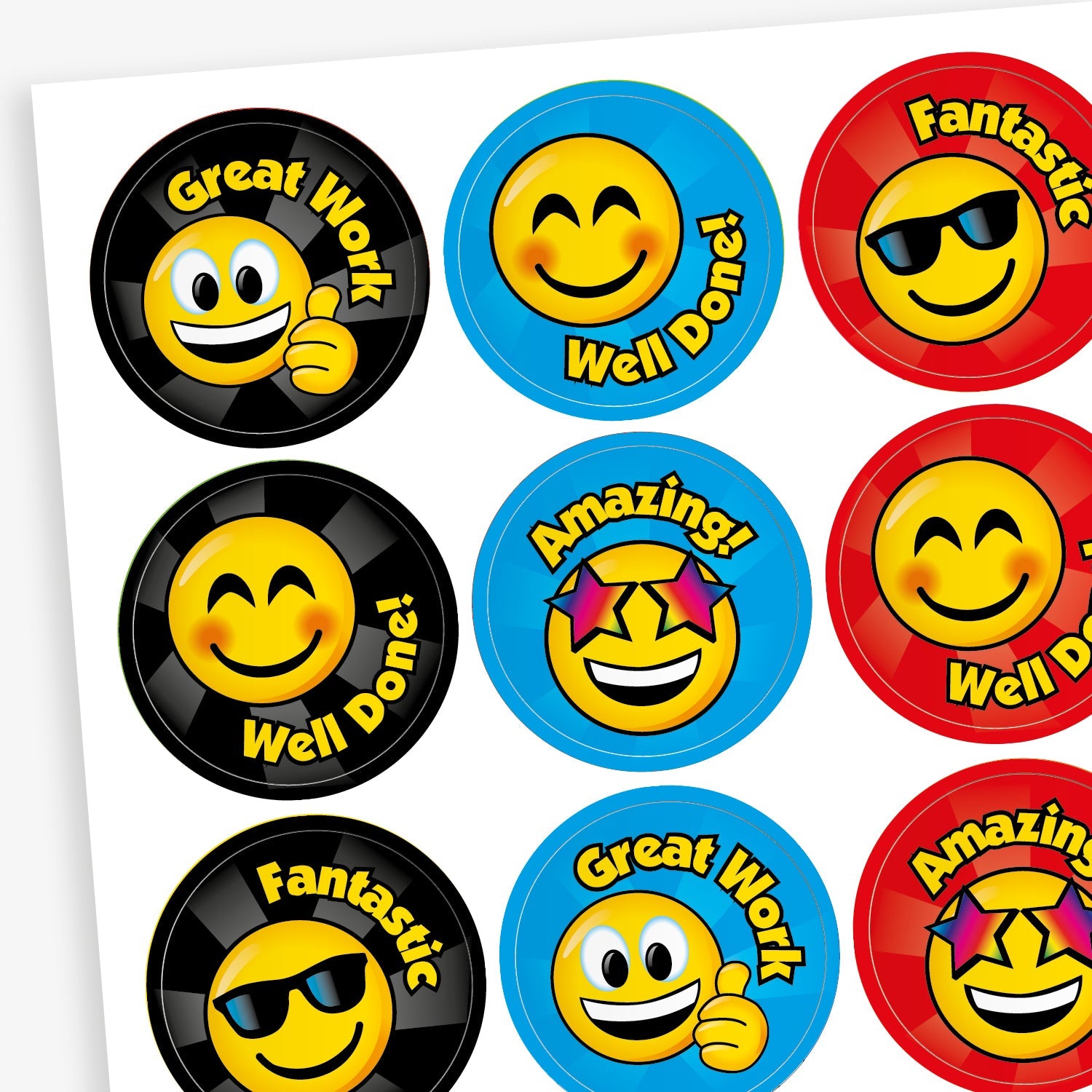 Normal Emoji Sticker Emoji Stickers | 70 Stickers | 25mm | Classroom Rewards