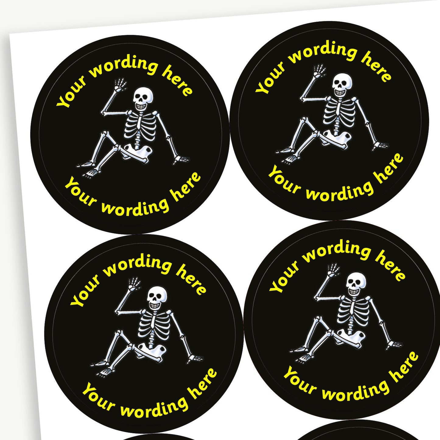 35 Personalised Skeleton Stickers - 37mm