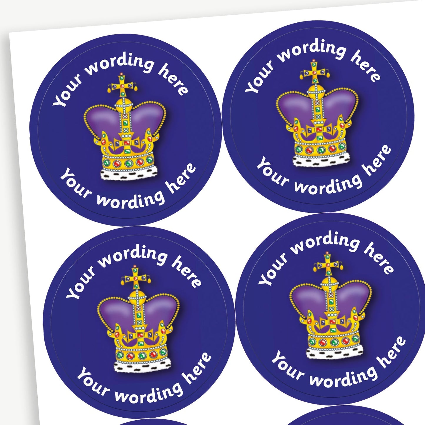 35 Personalised Royal Crown Stickers - 37mm