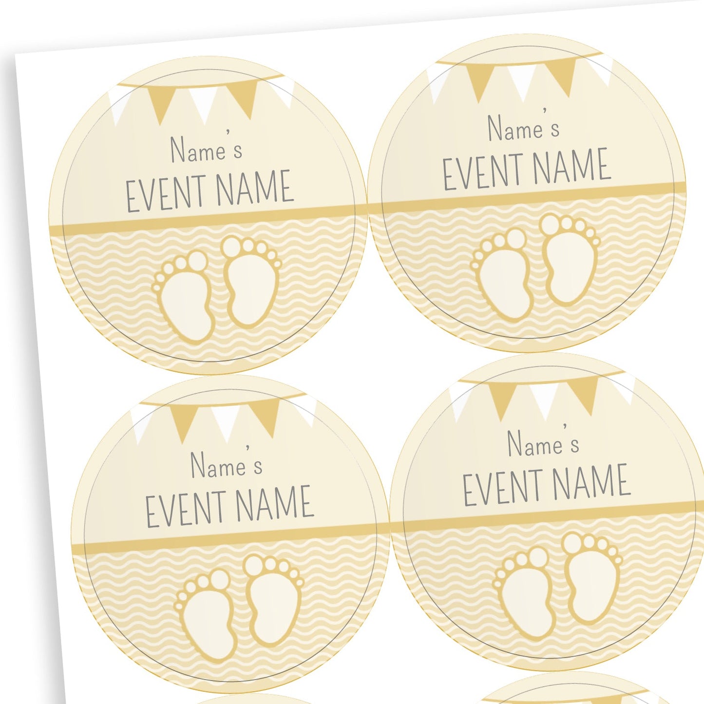 35 Personalised Baby Feet Baby Shower Stickers - 37mm