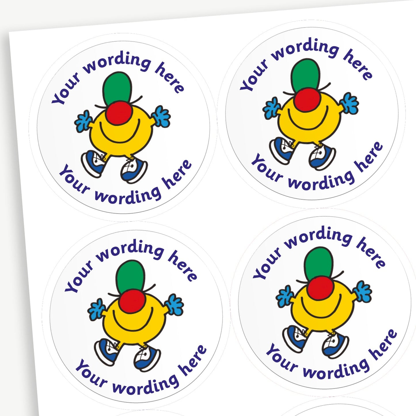 35 Personalised Mr Funny Stickers - 37mm