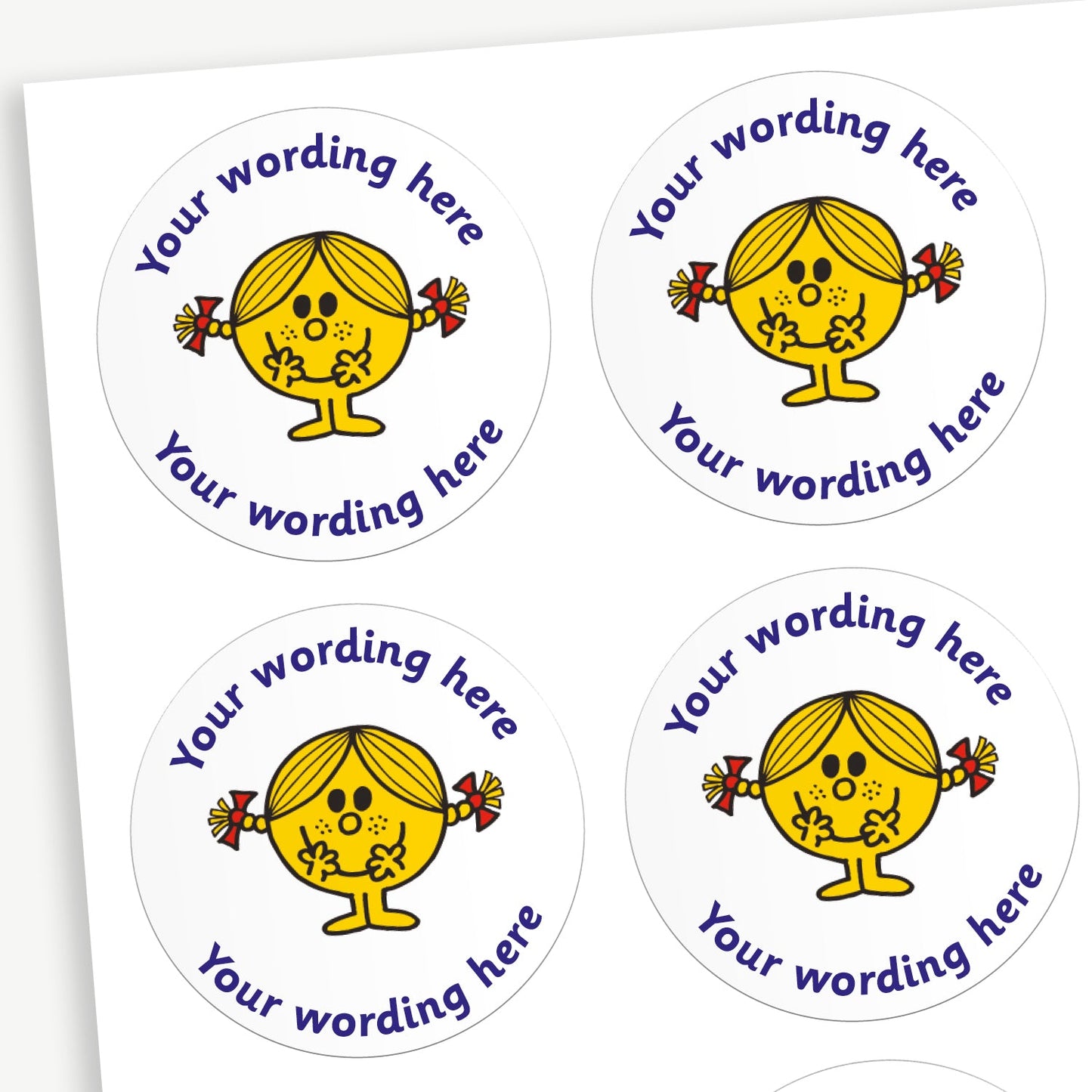 35 Personalised Little Miss Sunshine Stickers - 37mm