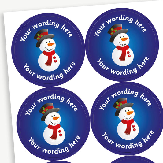 35 Personalised Snowman Stickers - 37mm