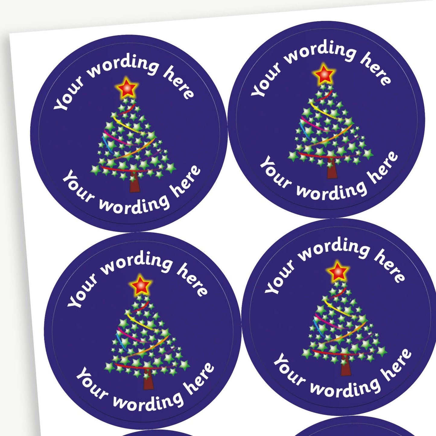 35 Personalised Christmas Tree Stickers - 37mm