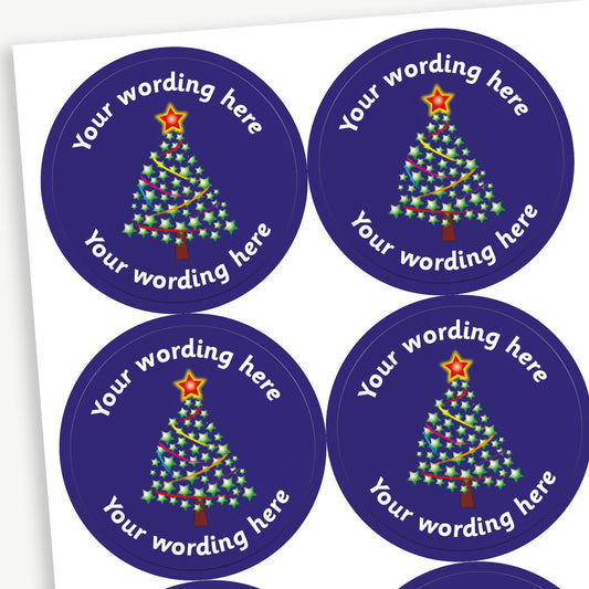 35 Personalised Christmas Tree Stickers - 37mm