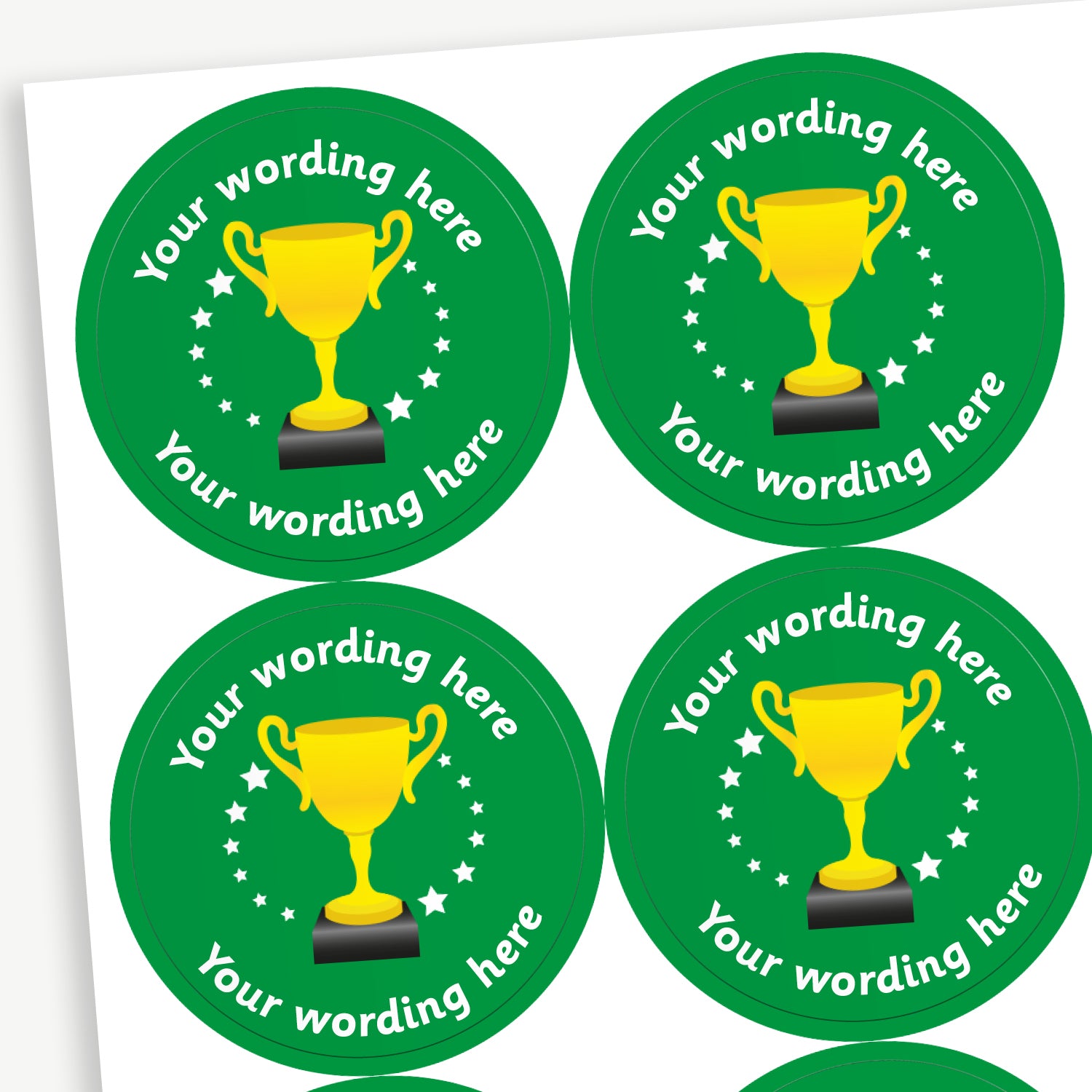 Trohpy Sticker Personalised Trophy Stickers | Blue | 35 per sheet | 37mm