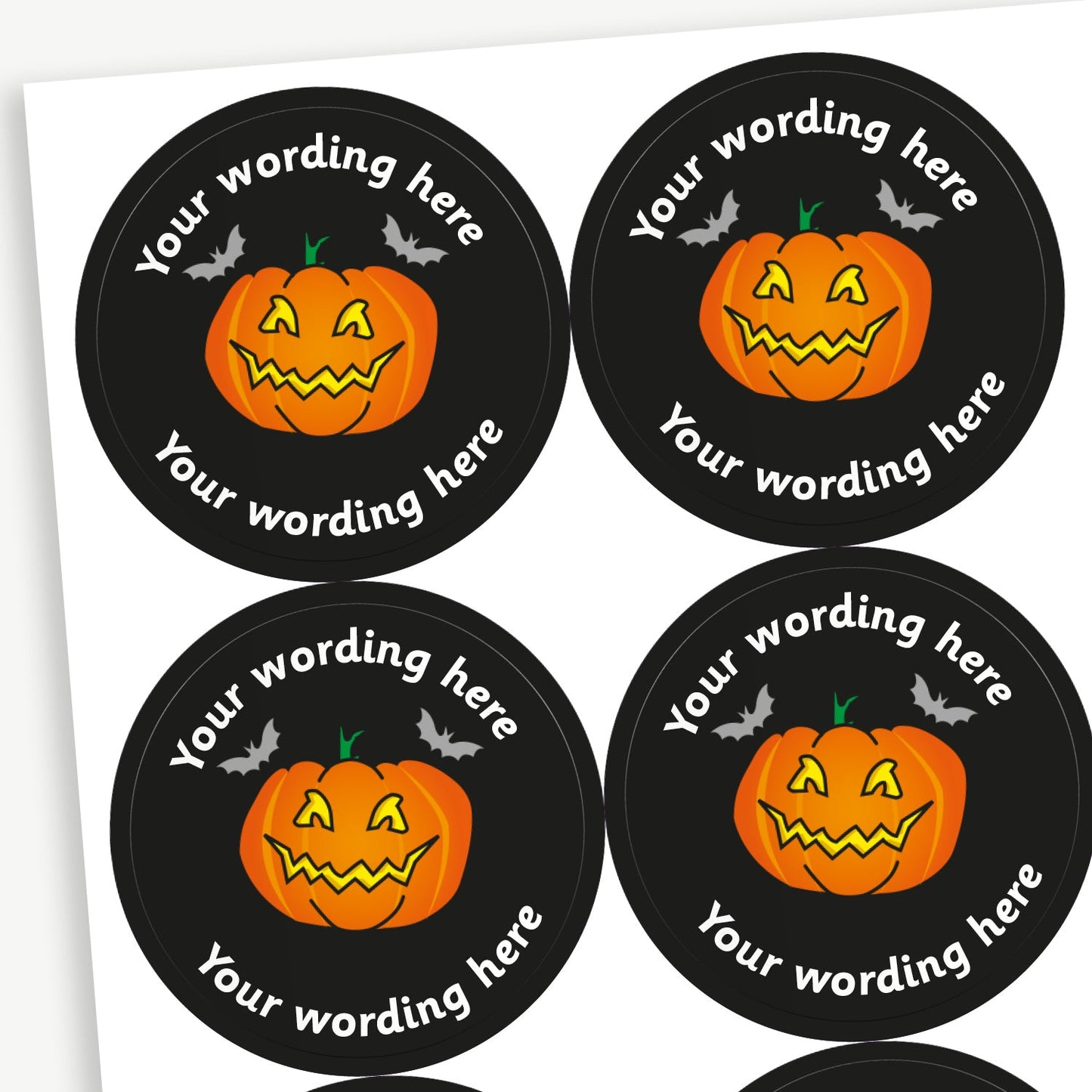 35 Personalised Halloween Pumpkin Stickers - 37mm