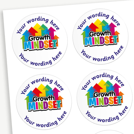 35 Personalised Growth Mindset Stickers - 37mm
