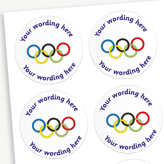 35 Personalised Sports Rings Stickers - 37mm