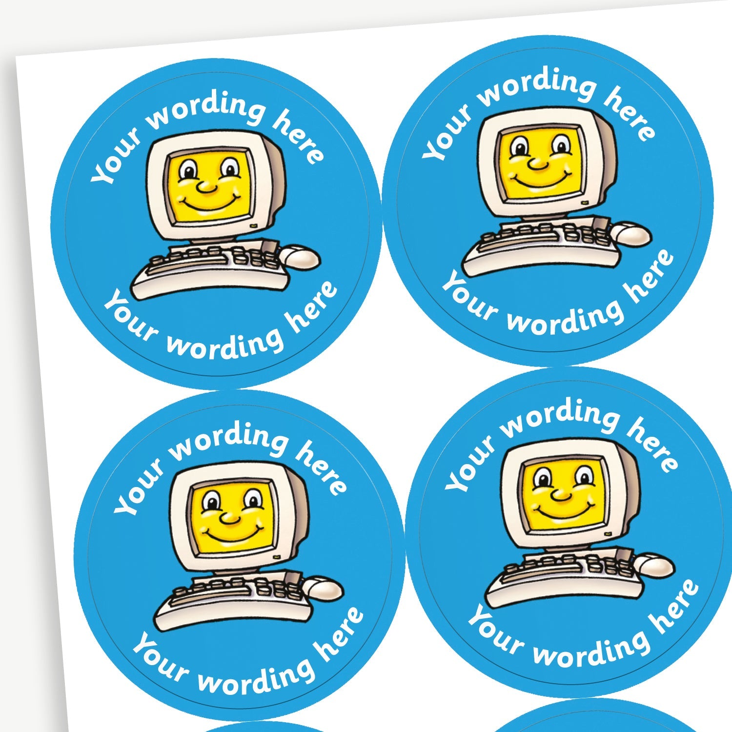 Personalised Computer Stickers | Blue | 35 Stickers | 37mm
