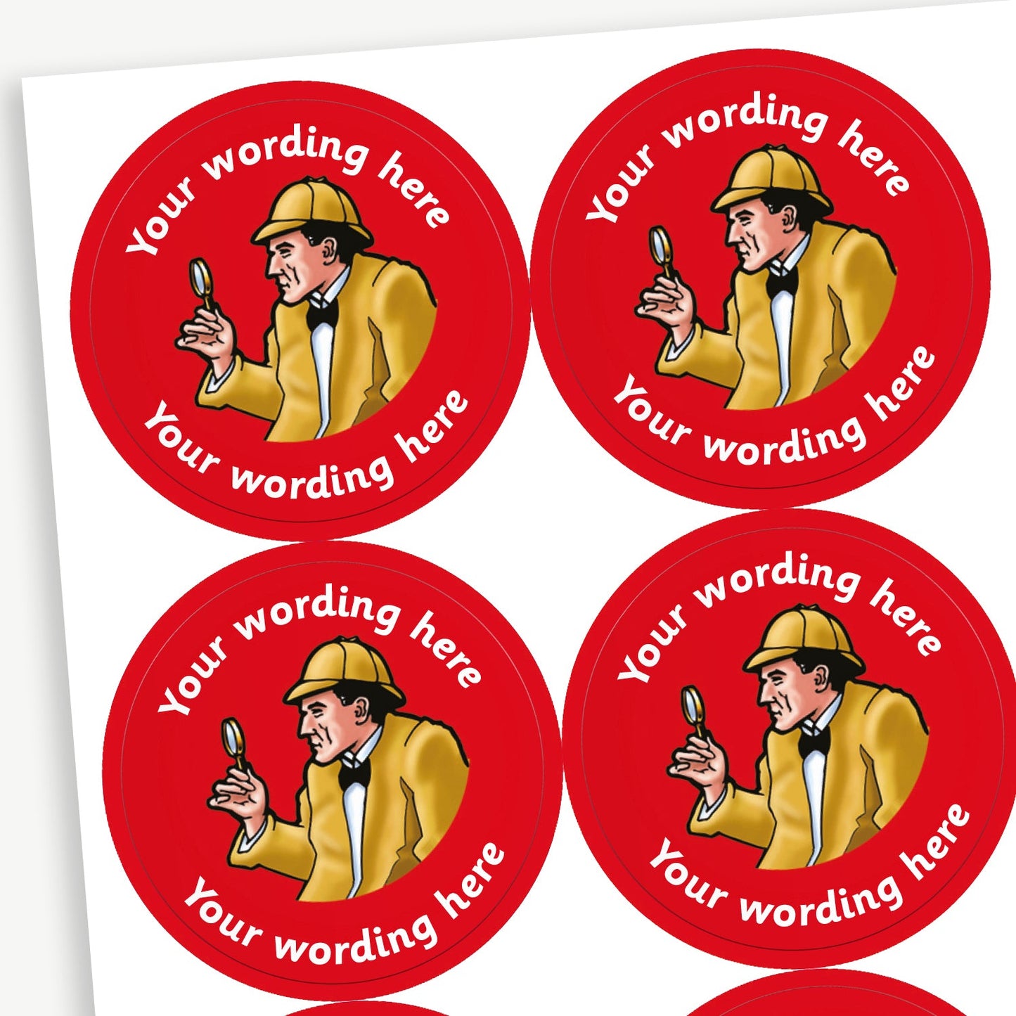 35 Personalised Detective Stickers - 37mm