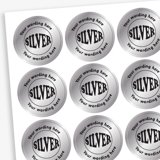 Personalised Metallic Silver Stickers - 25mm