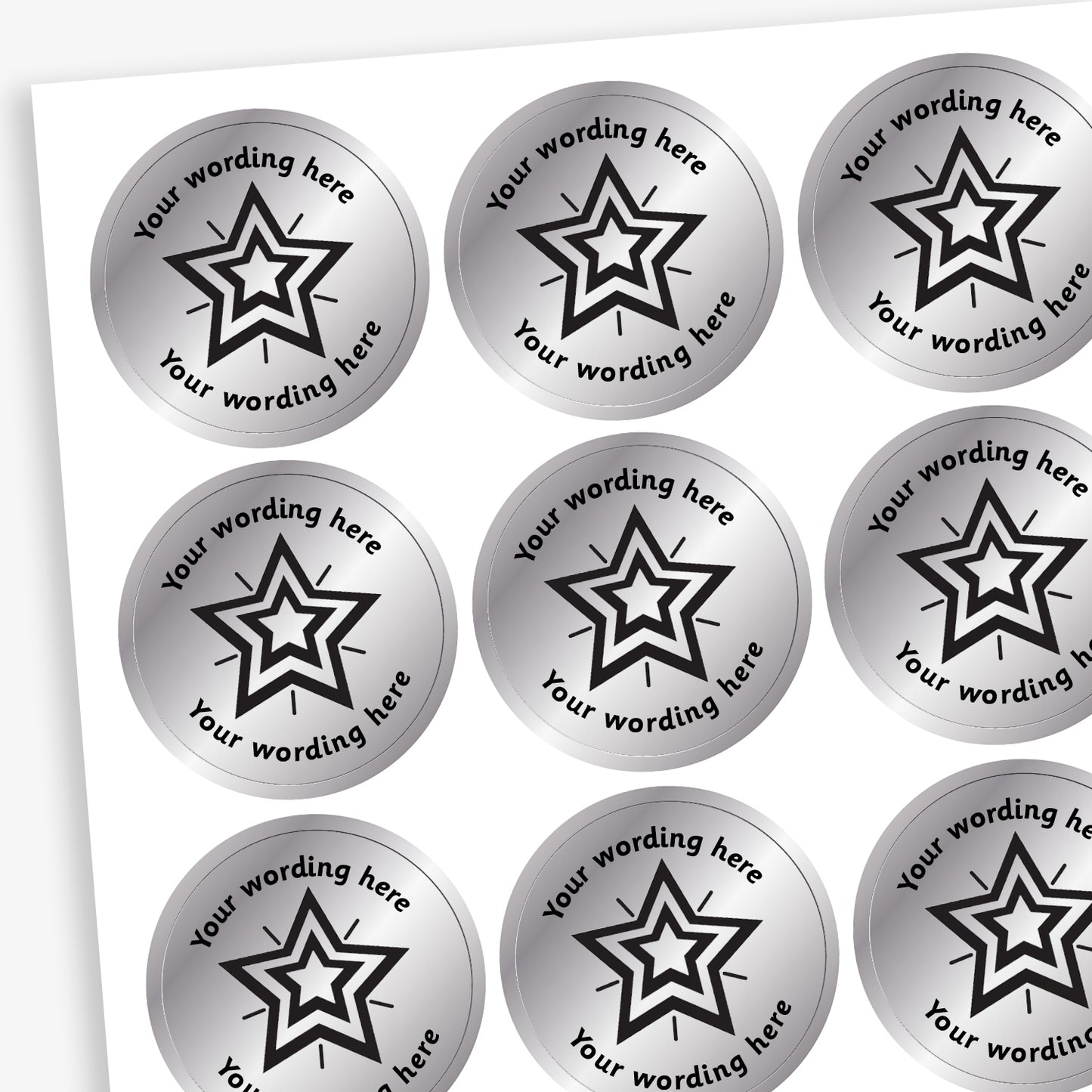 Personalised Metallic Silver Star Stickers - 25mm