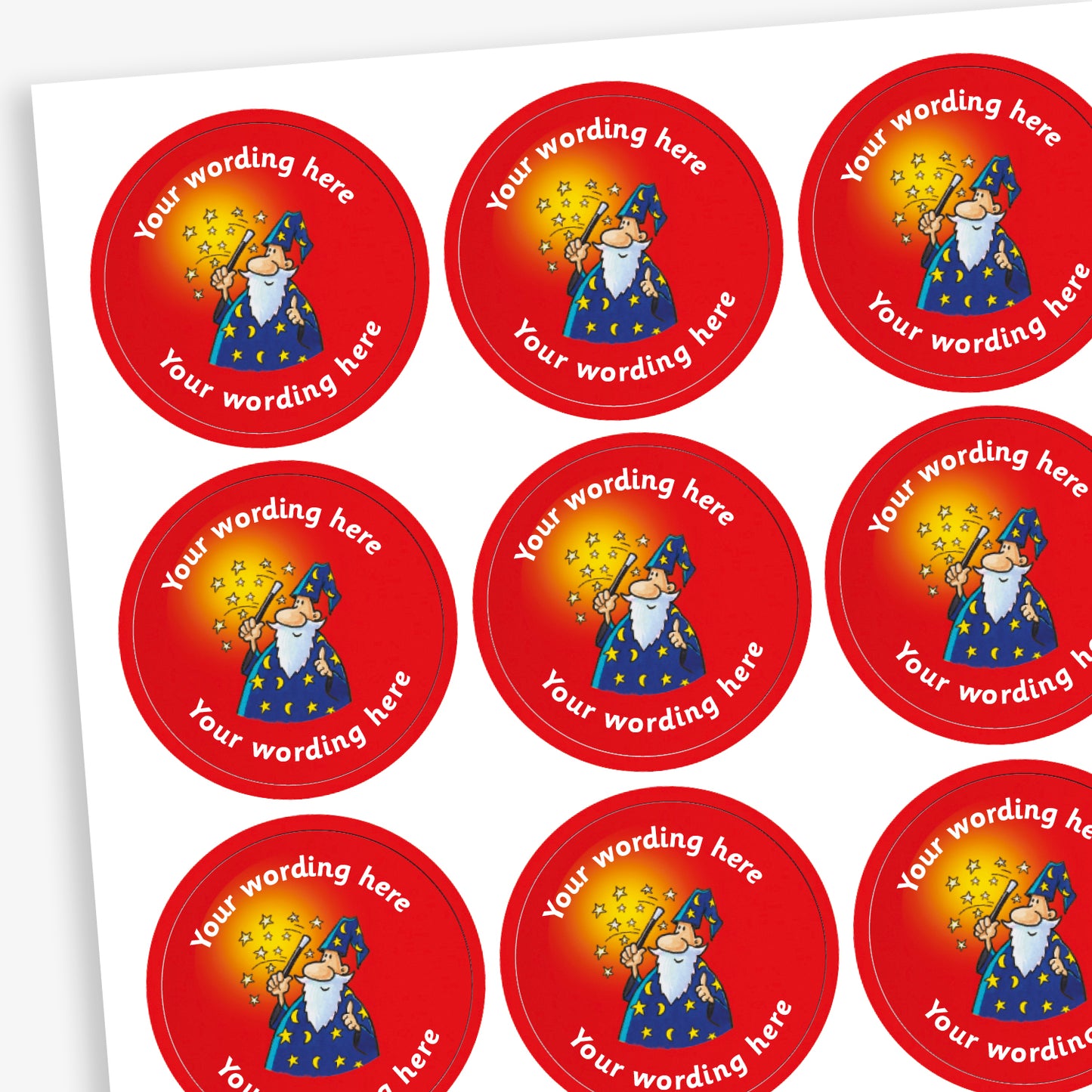 70 Personalised Wizard Stickers - 25mm