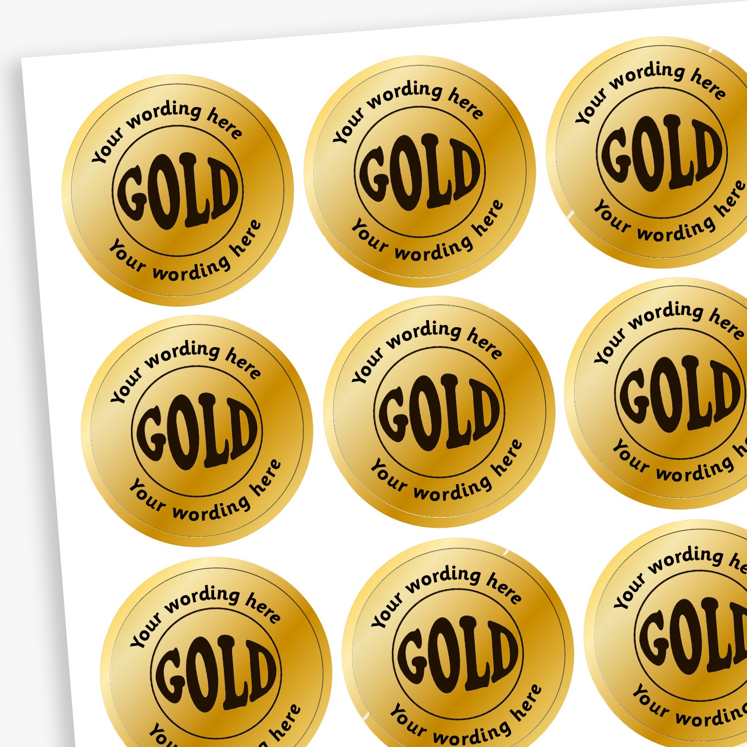 Personalised Gold Metallic Stickers | 70 per sheet | 25mm