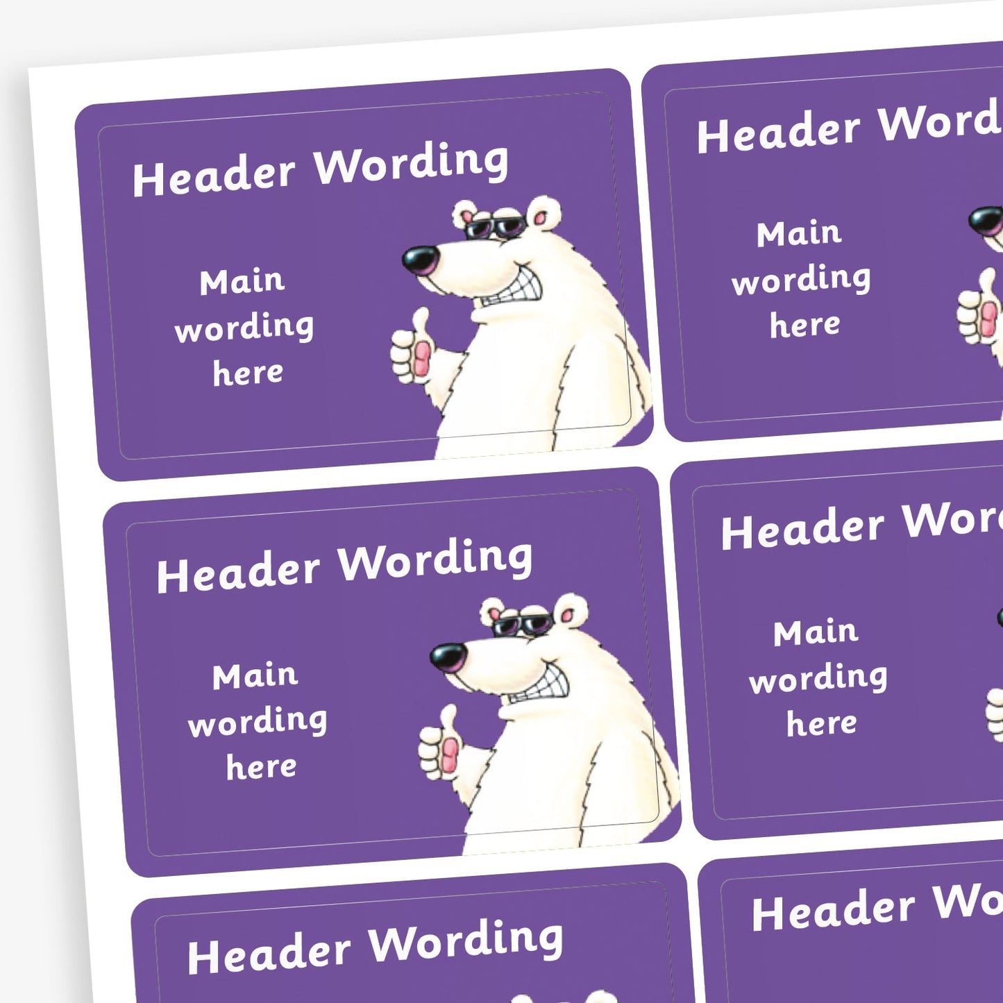 32 Personalised Polar Bear Stickers - 46 x 30mm