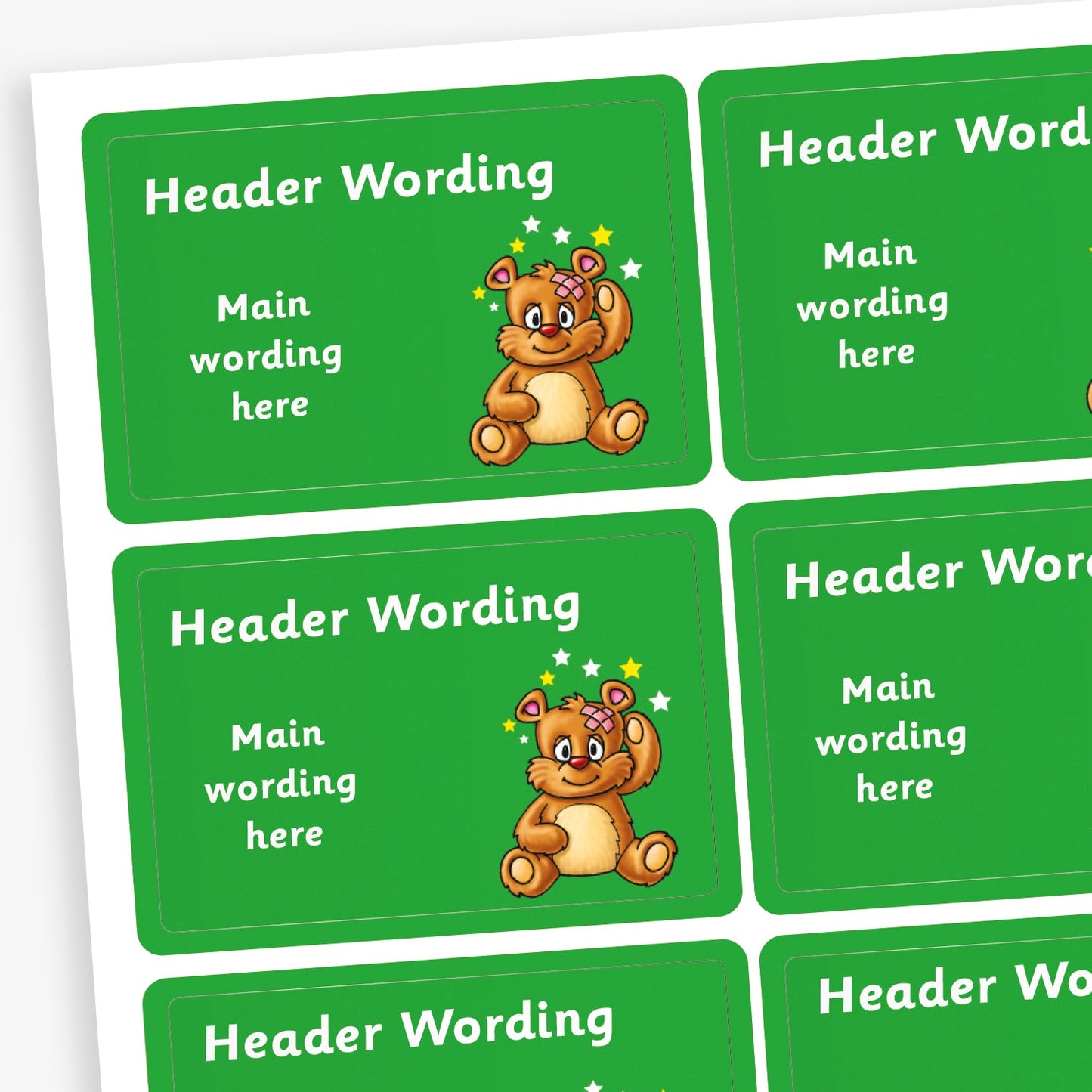 32 Personalised Head Bump Stickers - 46 x 30mm