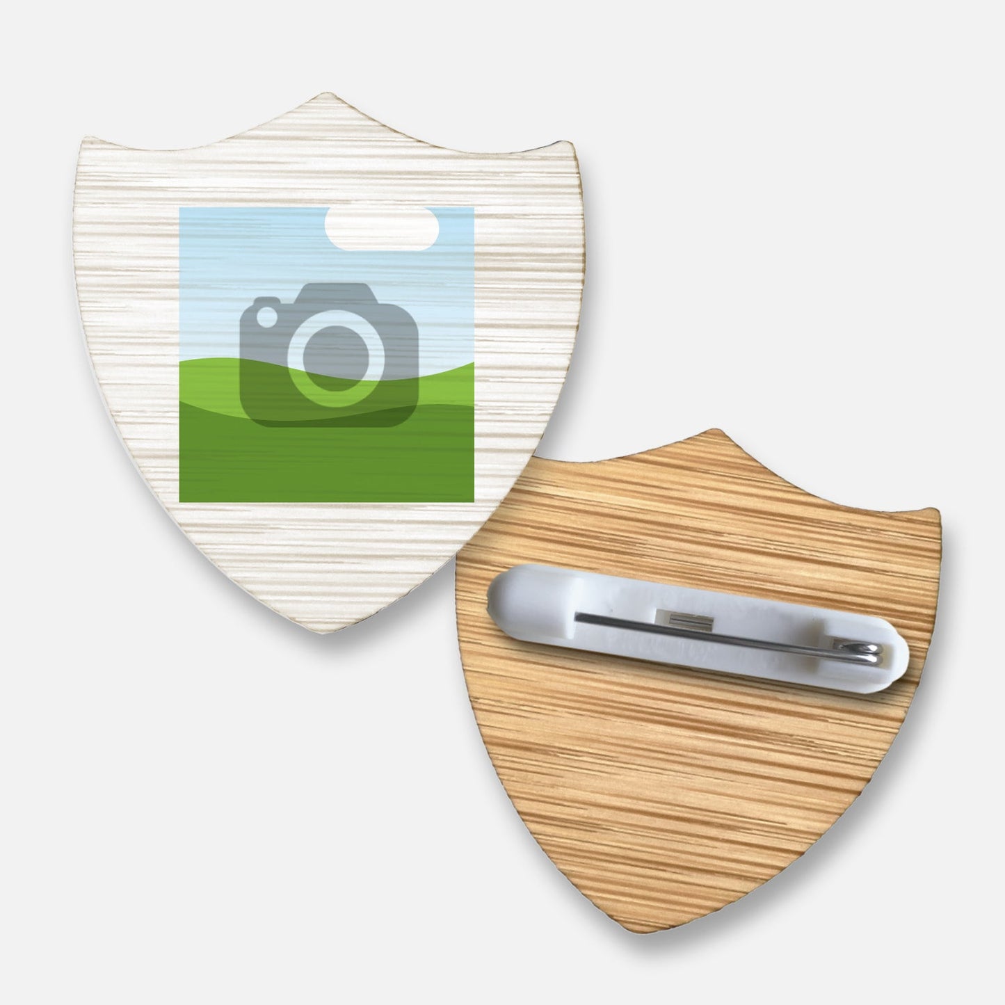 Upload Your Own Image Bamboo Shield Badge - 35mm