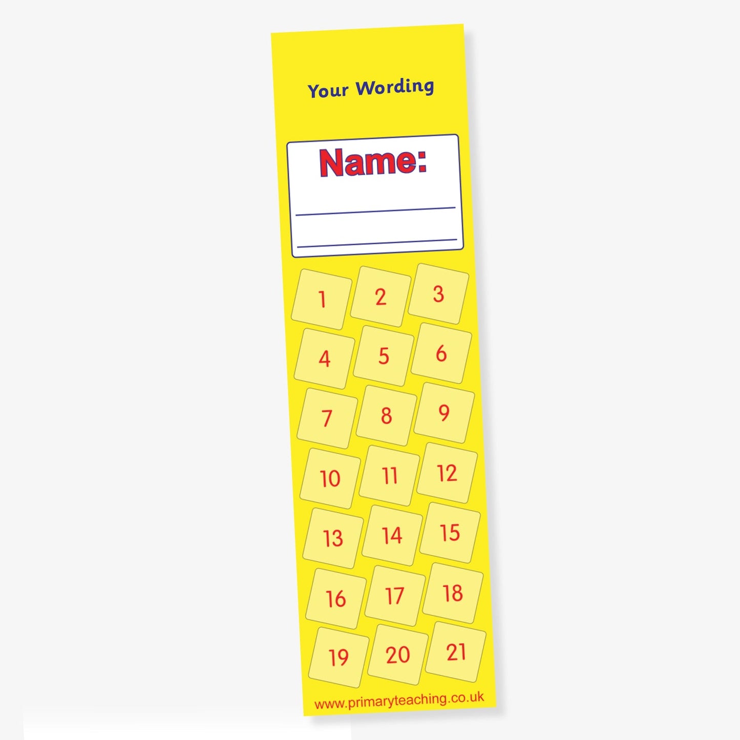Personalised Yellow Bookmarks | Sticker Collector | Reward
