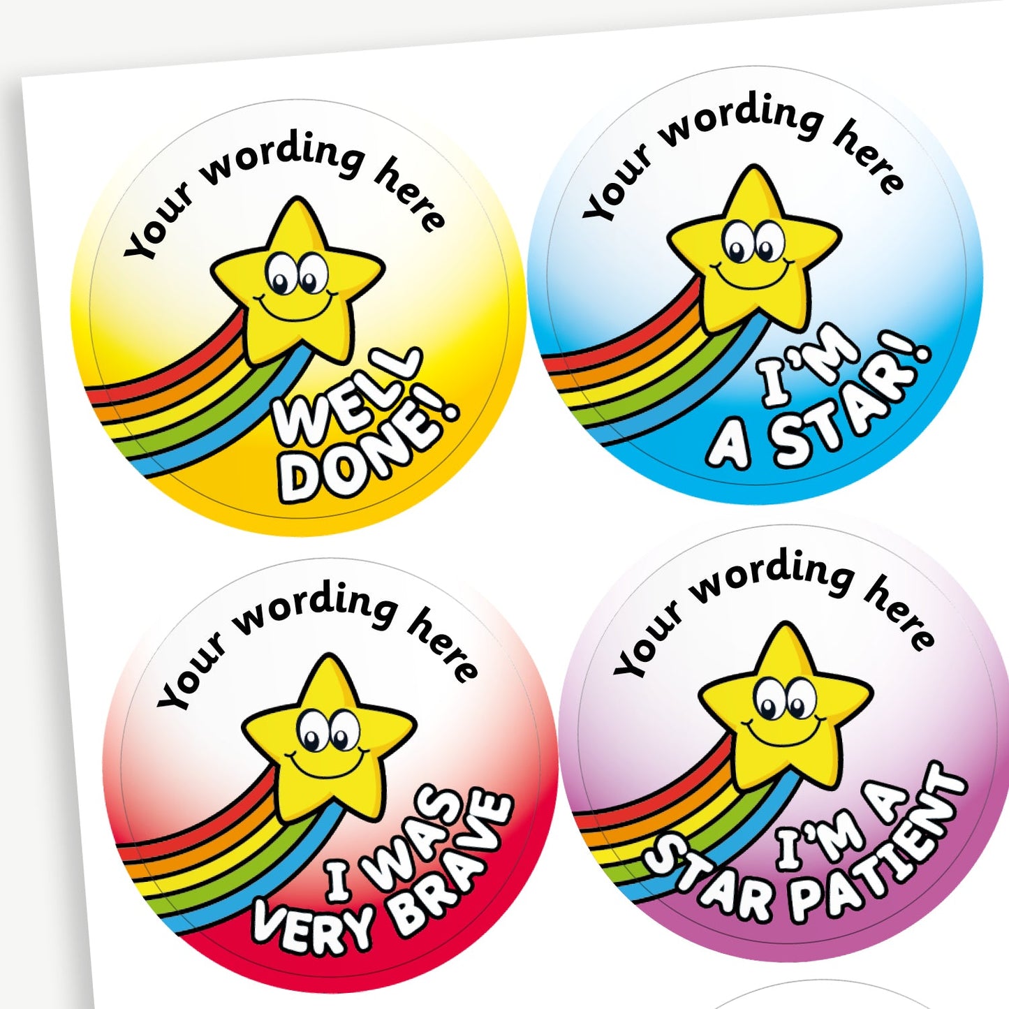35 Personalised Healthcare Rainbow Star Stickers - 37mm