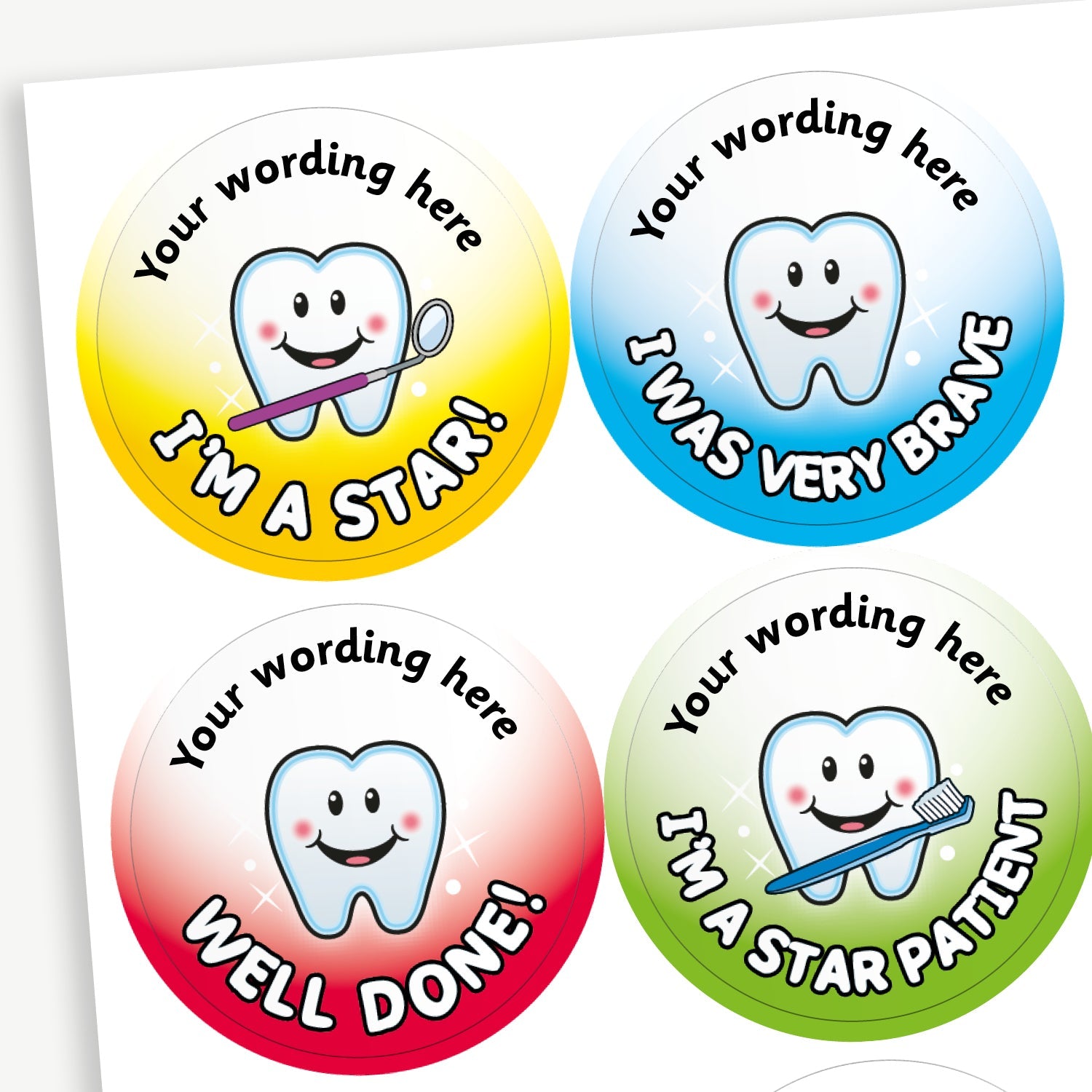 Personalised Healthcare Stickers | Dental | 37mm Diameter