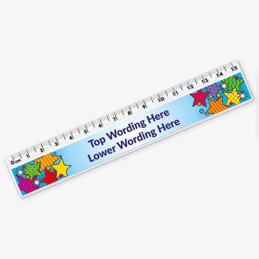 Personalised Coloured Stars Ruler - 15cm