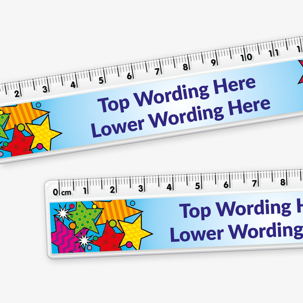Personalised Coloured Stars Ruler | 15cm | Create Your Own