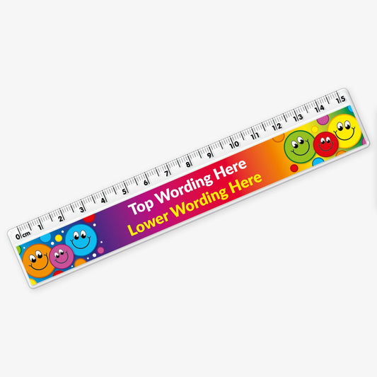 6 Personalised Happy Faces Ruler - 15cm