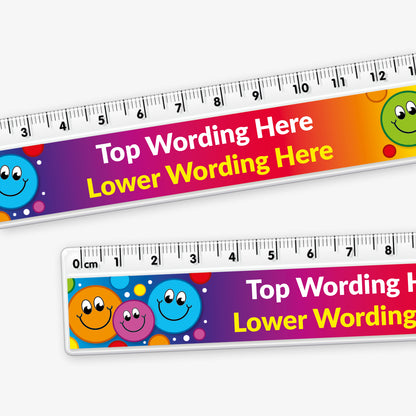Personalised Happy Faces Ruler | 15cm | Choose Your Wording