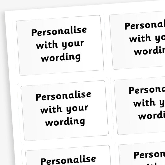32 Personalised Text Stickers - 46 x 30mm