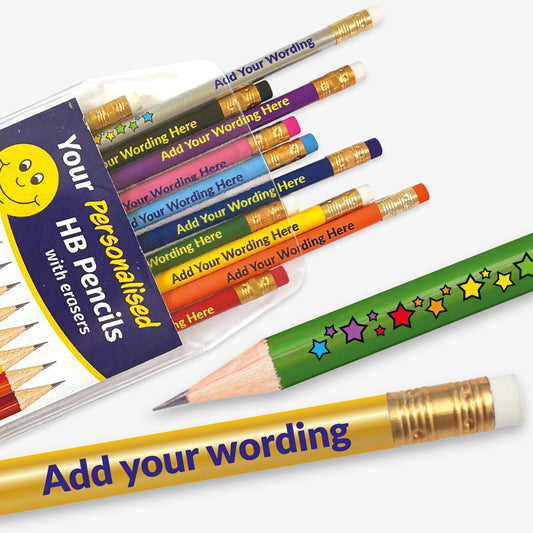 12 Personalised Star Design Pencil