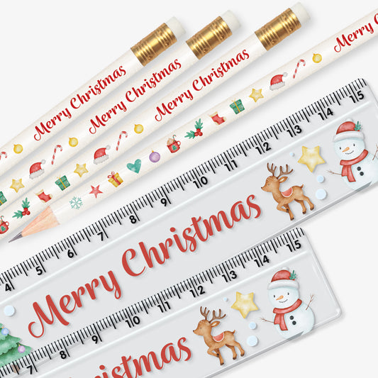 Mini Ruler Christmas Pencils and Rulers | Classroom Rewards | Personalised