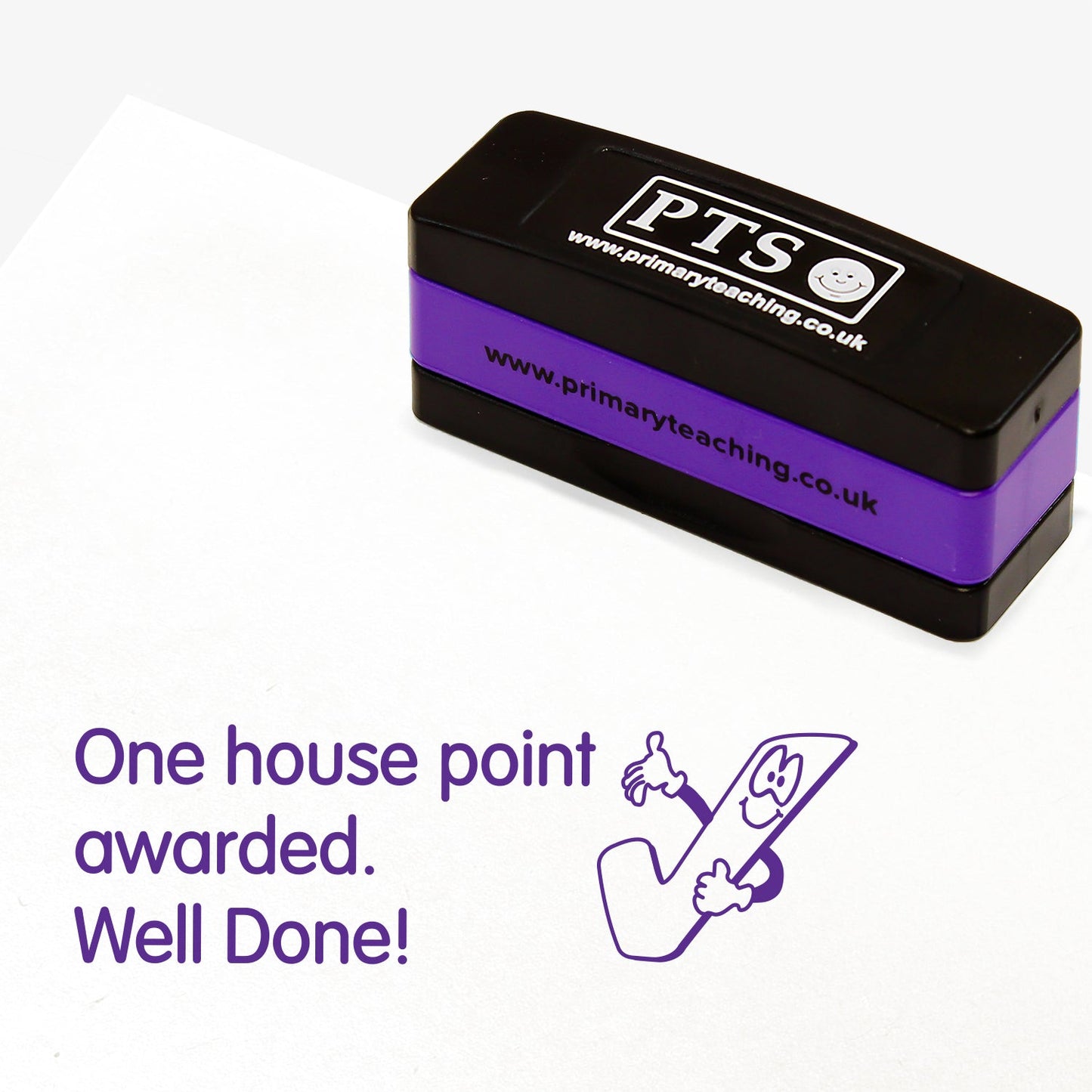 One House Point Awarded Well Done Stakz Stamper - Purple - 44 x 13mm