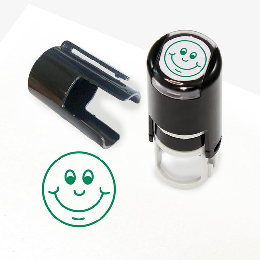 Mini Smiley Face Lanyard Stamper - Green - 10mm