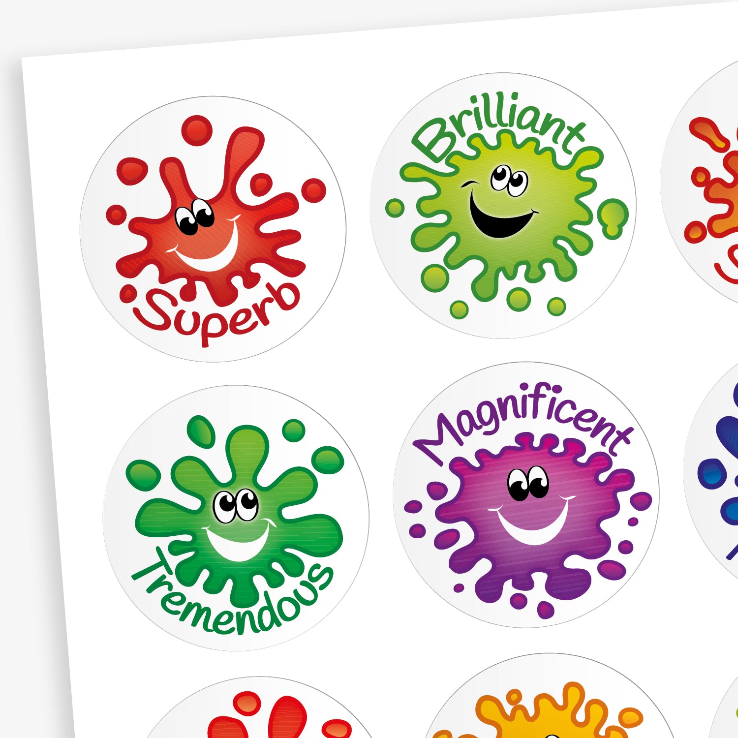 Happy Splash Stickers | 32mm | Choose Your Pack Size