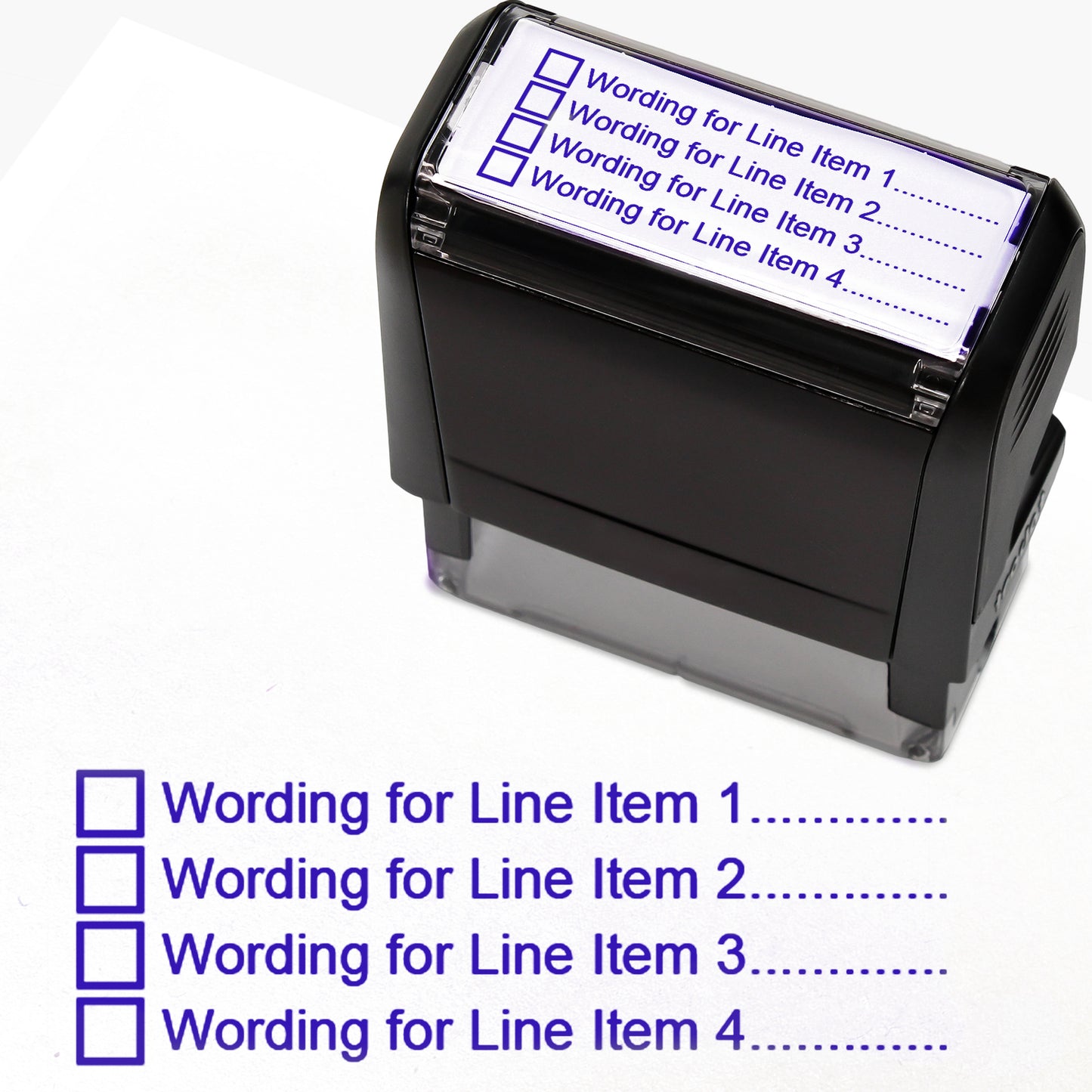 Personalised 4 Tick Box Stamper - 58 x 22mm