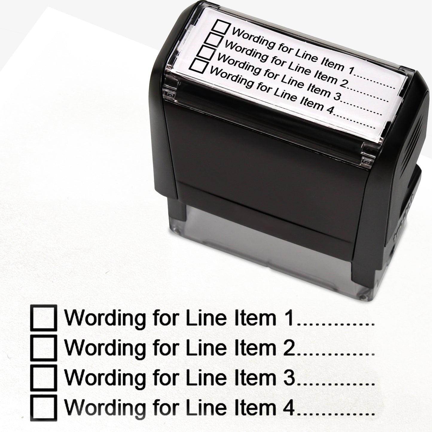 Personalised 4 Tick Box Stamper - 58 x 22mm