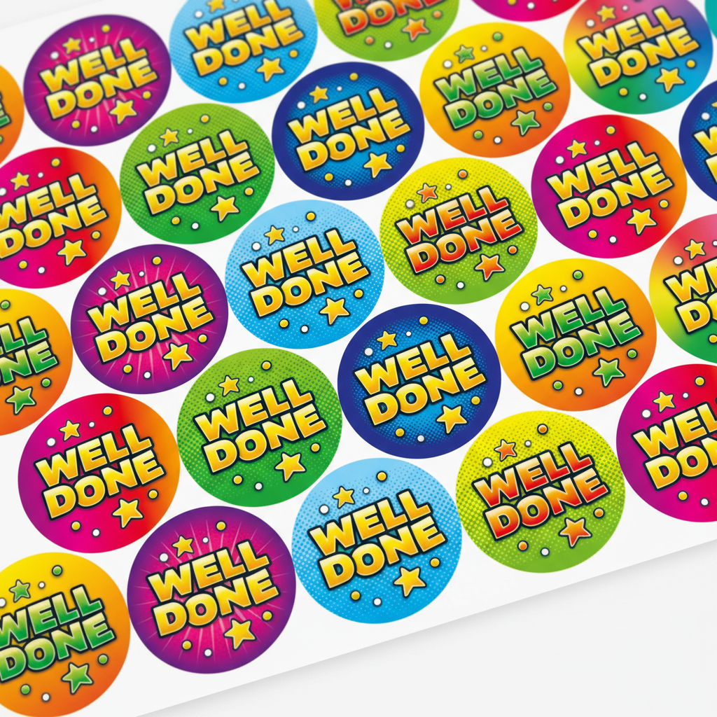 Scented Orange Well Done Stickers | 45 Stickers | 32mm