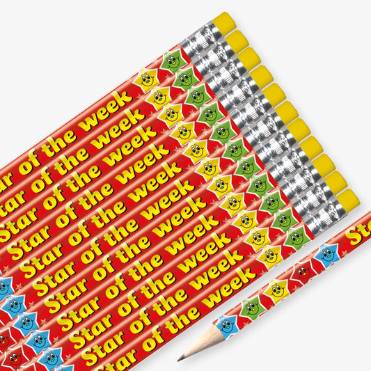 12 Star of the Week Smiley Star Pencils