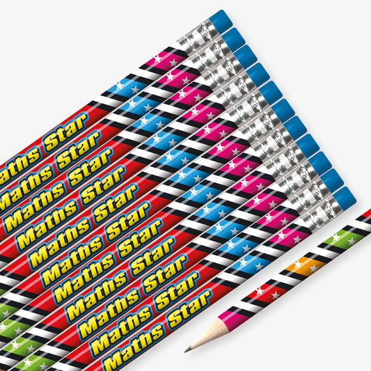 12 Maths Star Pencils - Multicolour