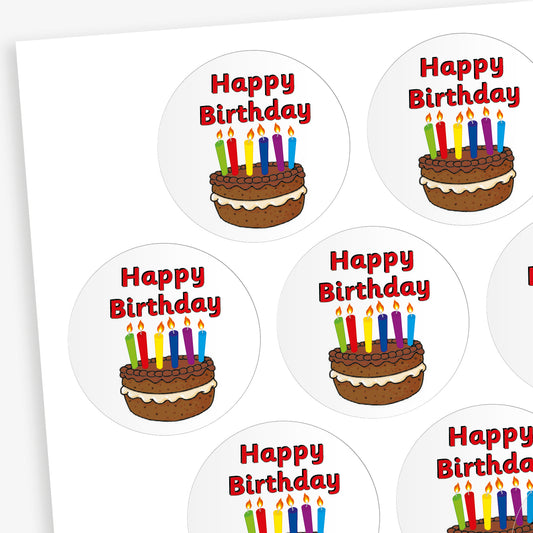 45 Chocolate Scented Happy Birthday Stickers - 32mm