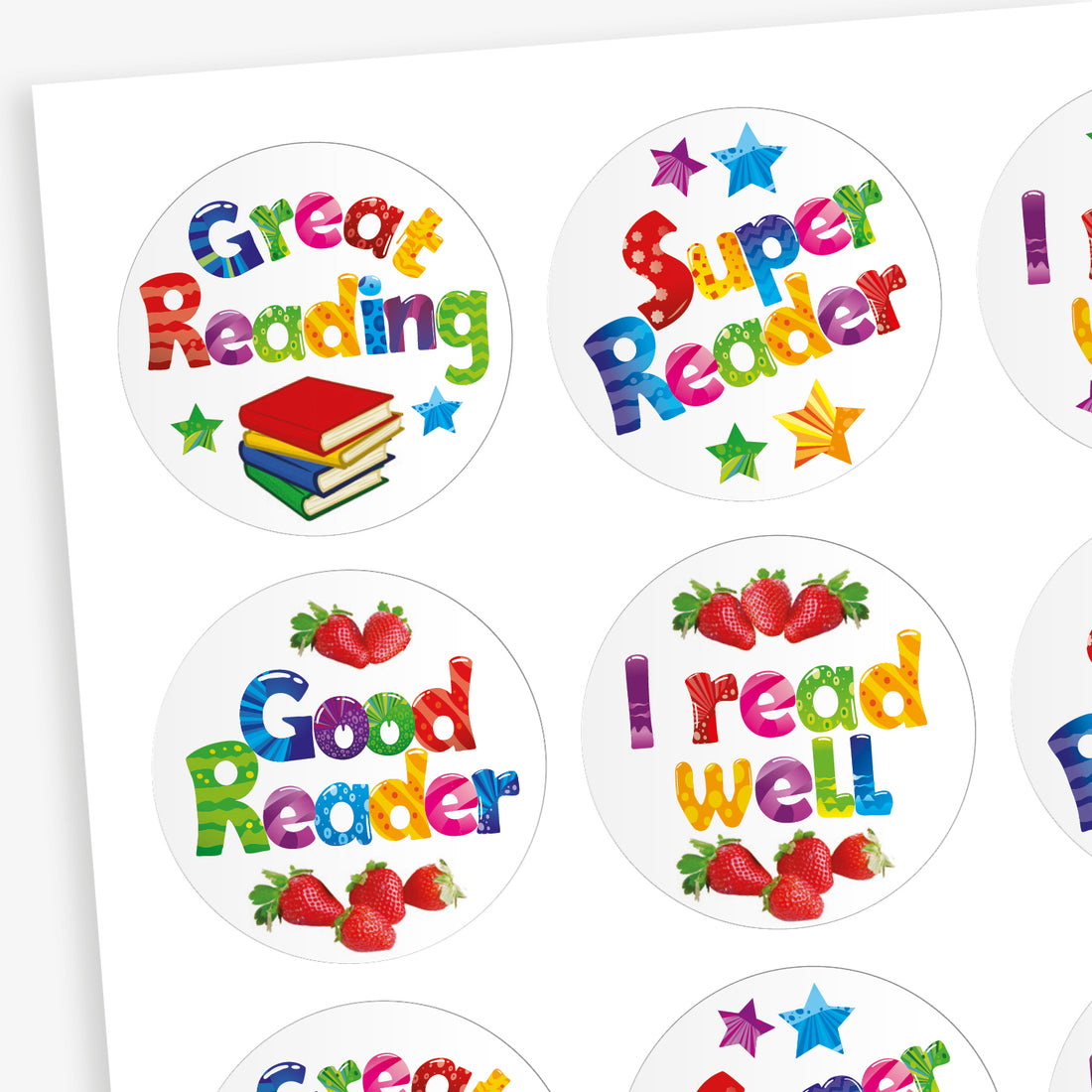 Good Reader Stickers | Strawberry Scented | 32mm Diameter