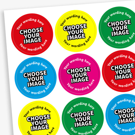 70 Design Your Own Mix Stickers - 5 Designs - 25mm