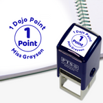 Blue PTS stamp with '1 Dojo Point Miss Grayson' text on a white background